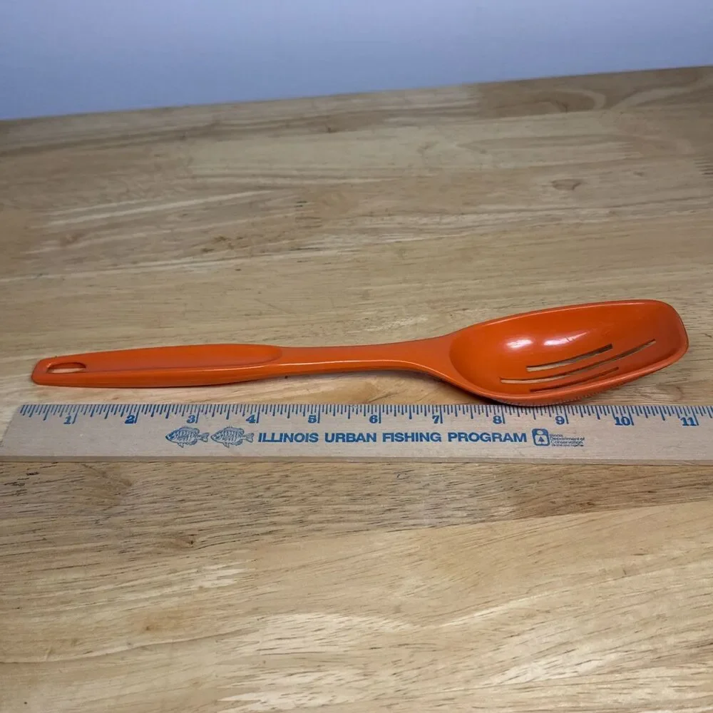 Vintage Nylon Slotted Spoon Heat Resistant Bright Orange Foley 11”
